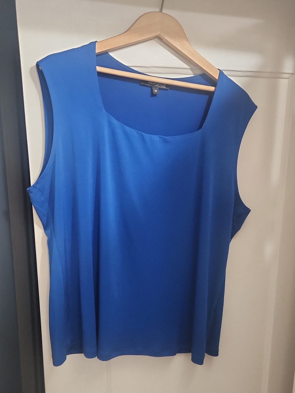 Laura Petites 2x Royal Blue Sleeveless Square Neck Top